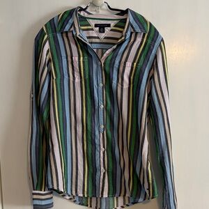 Tommy Hilfiger 100% Cotton Striped Button-Up Shirt